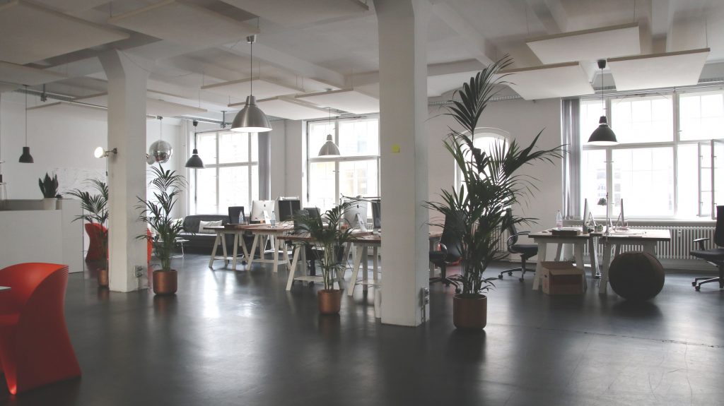 a large office space